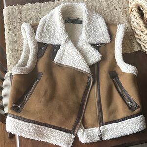 Zara Brown and Cream Sherpa Vest